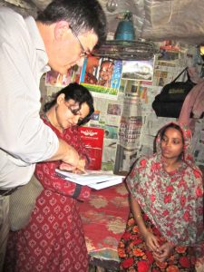 Dr Peter von Dadelszen in a birthing hut in Bangladesh